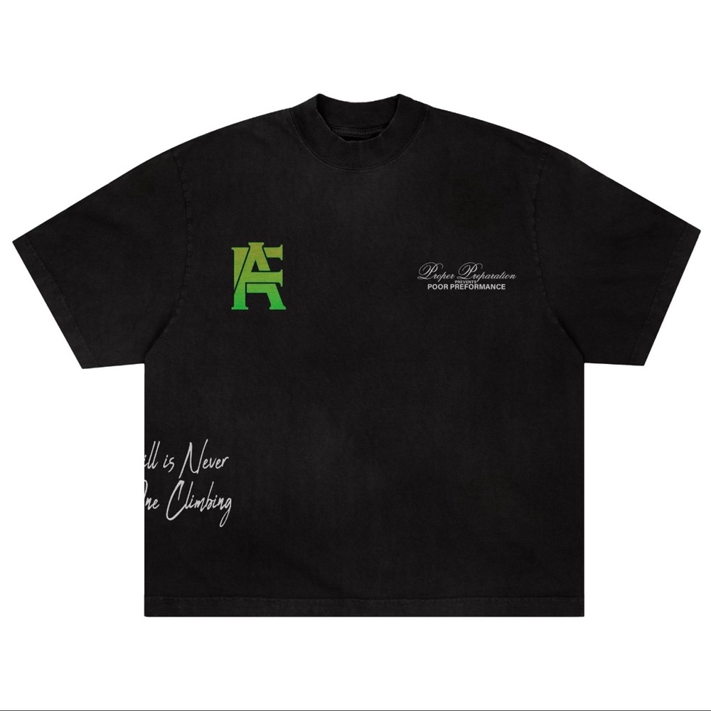 Black Graphic Tee with Green Accents